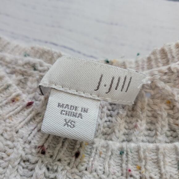 J.Jill Size XS Cream Speckled Sweater Long Pullover Cable Stitch Relaxed Fit - Picture 7 of 9